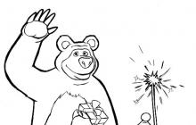 Маша и Медведь. Зимние раскраски. Новогодние раскраски на тему маша и медведь Распечатать машу из маши и медведя